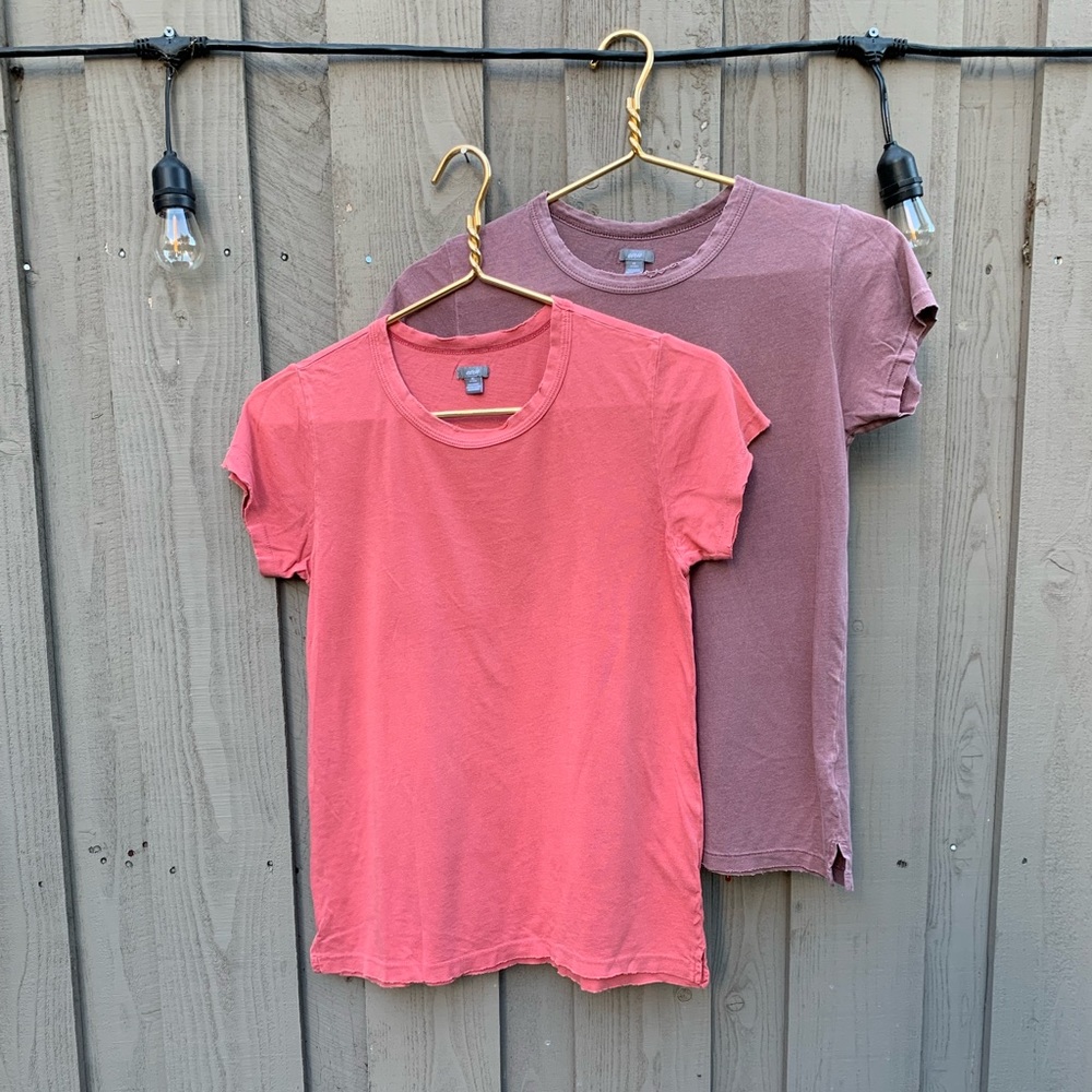 Aerie Lounge shirt in coral and dusty purple.